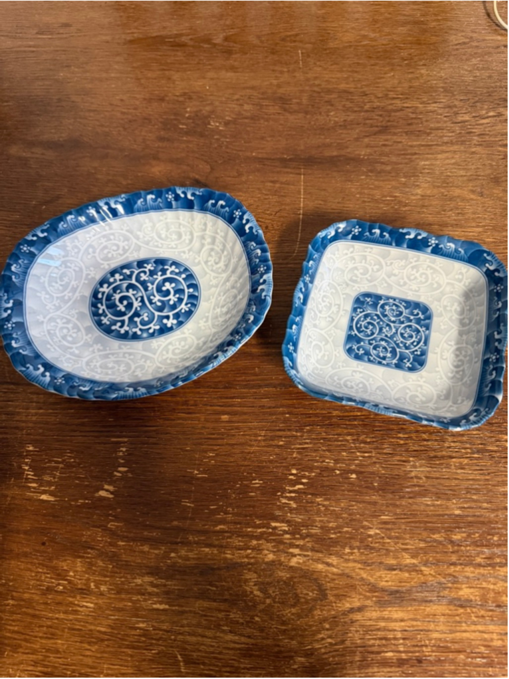 Vintage Seokchon Loko Sweet Porcelain Serving Bowl Dish Set Blue White Korea 285